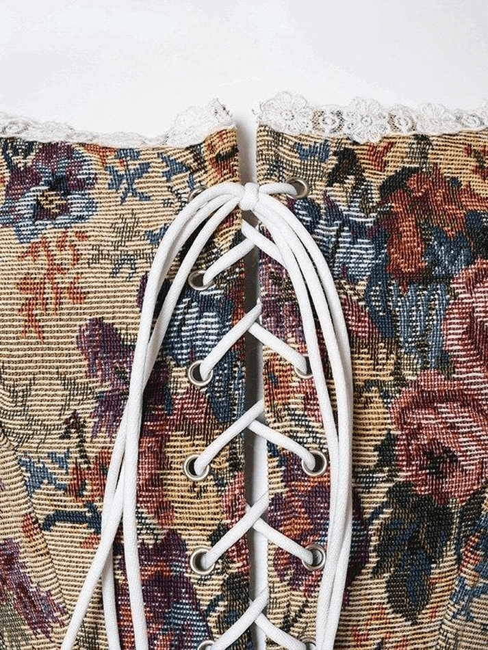 Lace-Up Floral Vintage Corset Top - AnotherChill