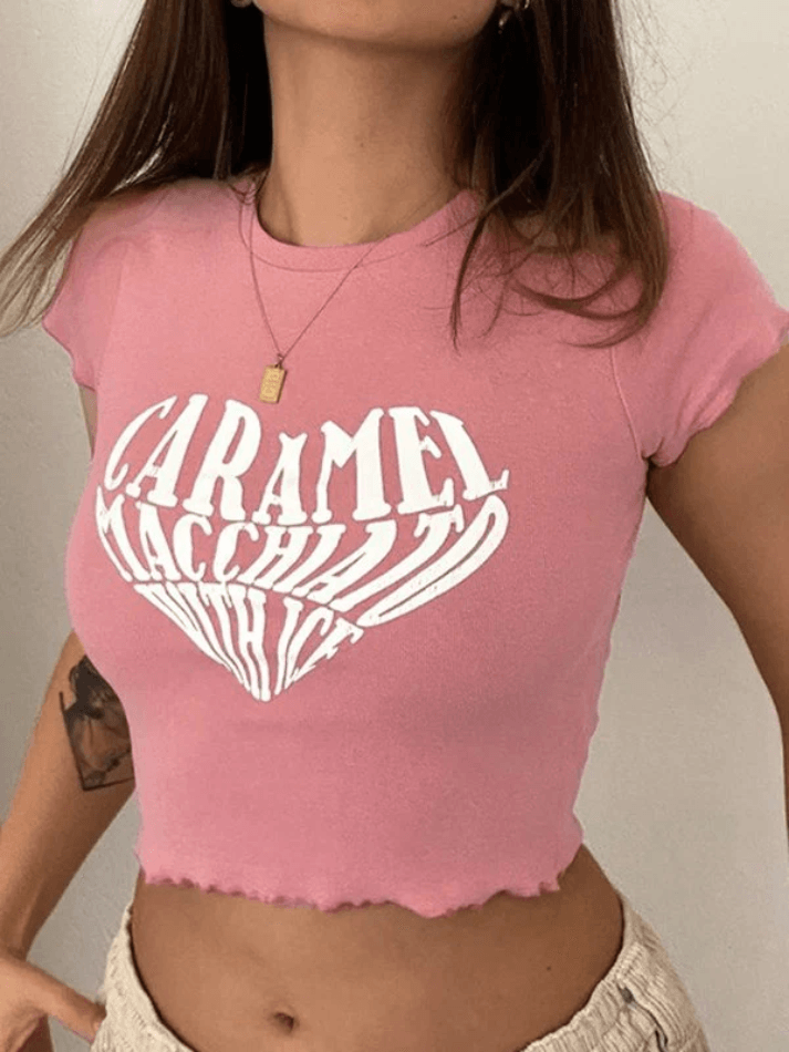 Letter Heart Graphic Crop Top - AnotherChill