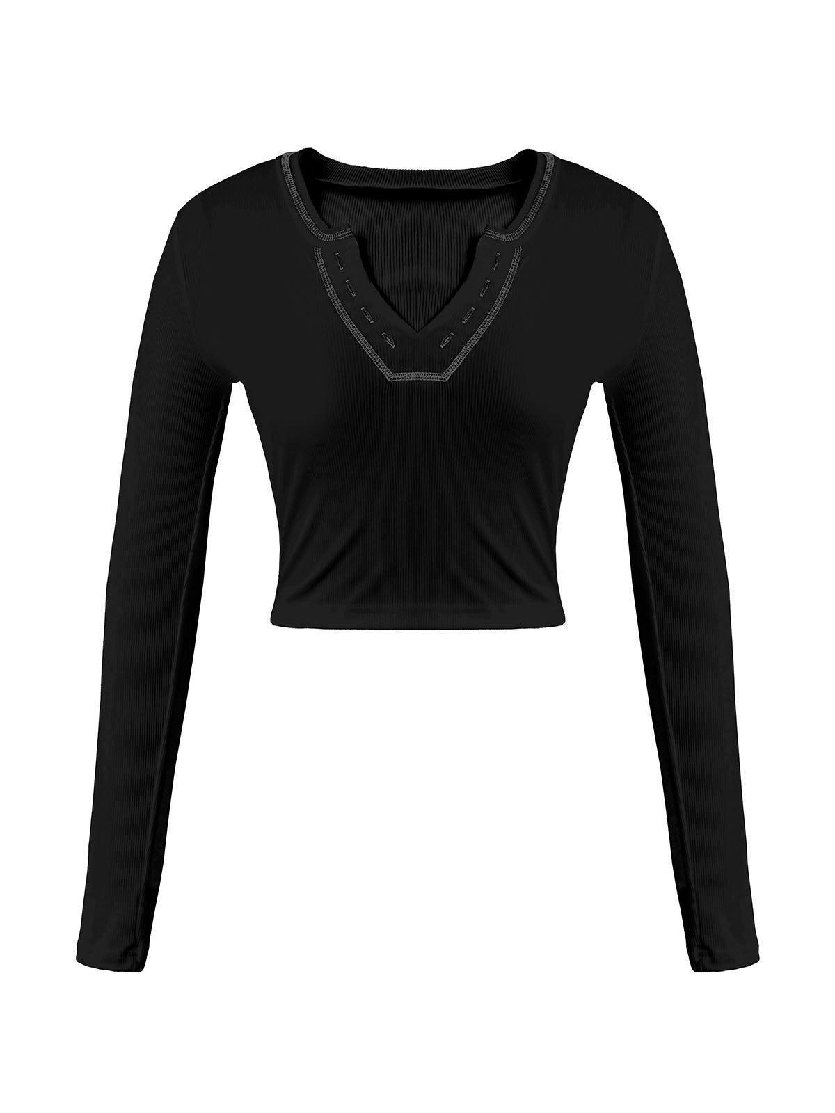 Long Sleeve Ribbed Crop Top - AnotherChill