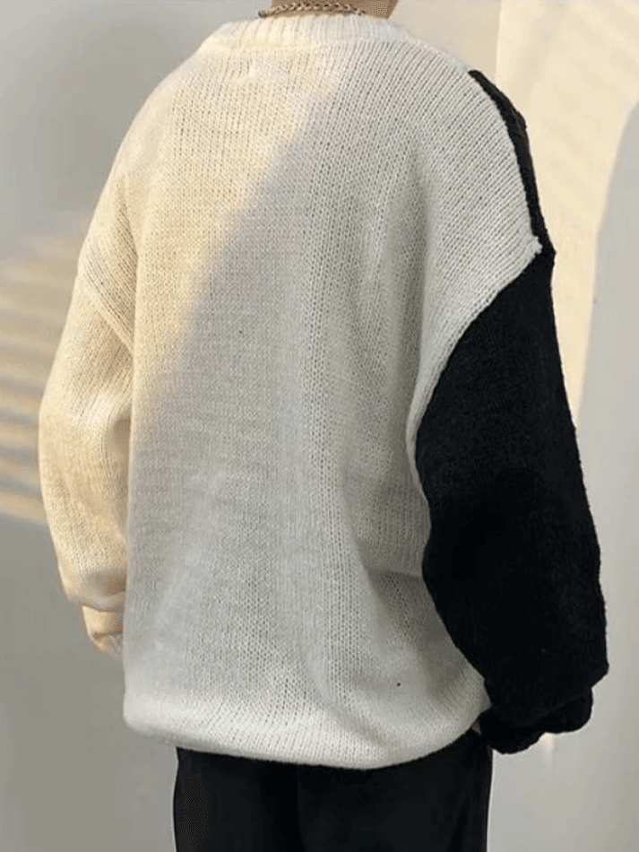 Men's Color Block Cable Knit Sweater - AnotherChill