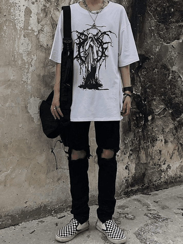 Men's Grunge Printed Short Sleeve Tee - AnotherChill