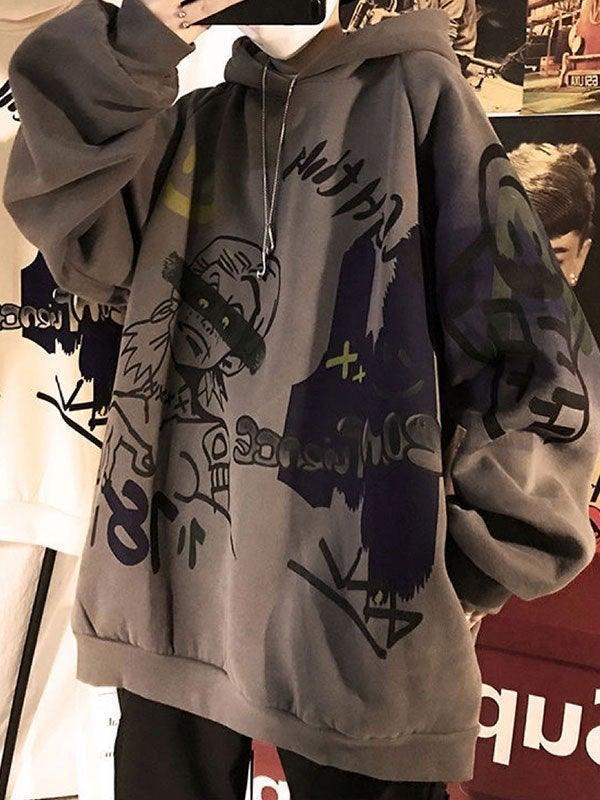 Men's Oversize Graffiti Print Hoodie - AnotherChill