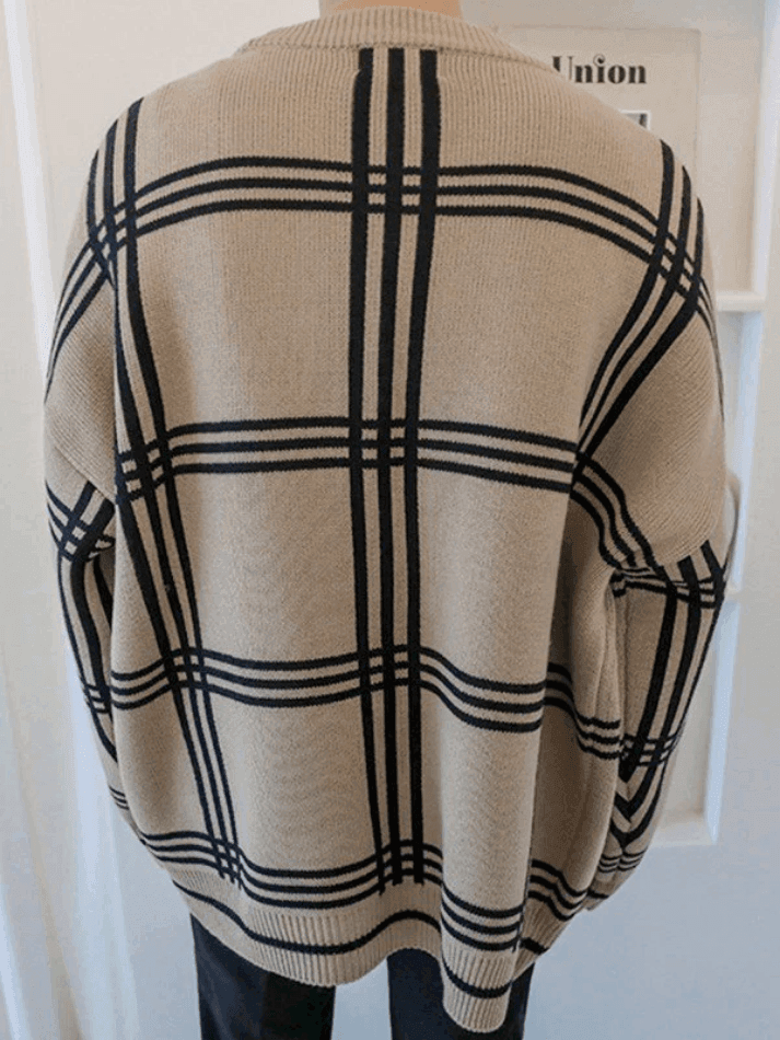 Men's V Neck Checkered Cardigan - AnotherChill