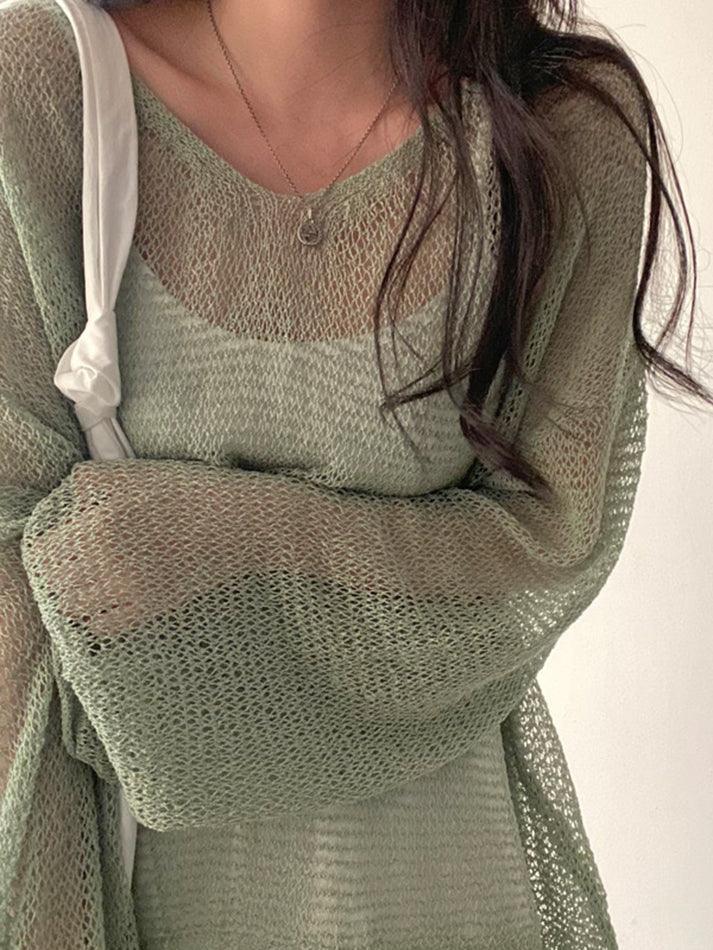 Oversized Long Sleeve Crochet Knit Top - AnotherChill