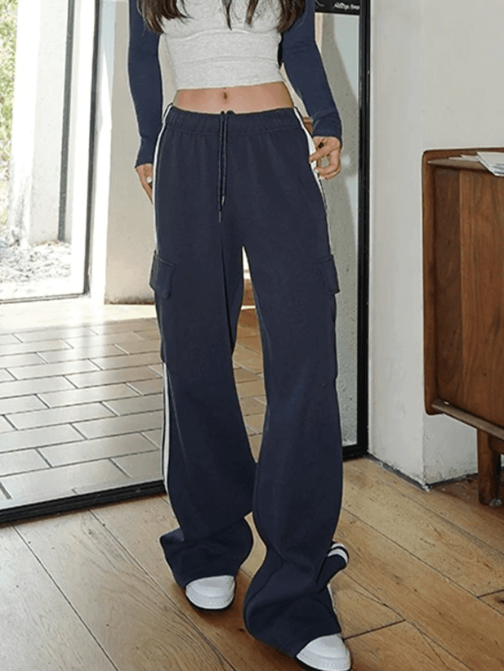 Pocket Side Stripe Baggy Sweatpants - AnotherChill