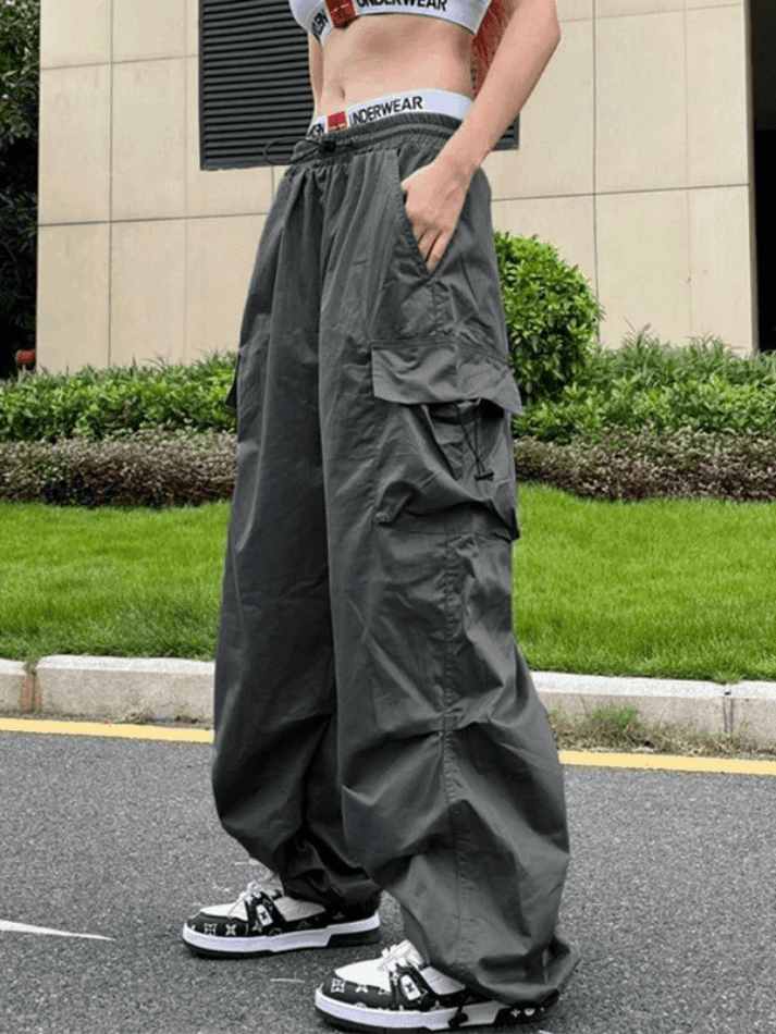 Punk Ruched Baggy Cargo Pants - AnotherChill