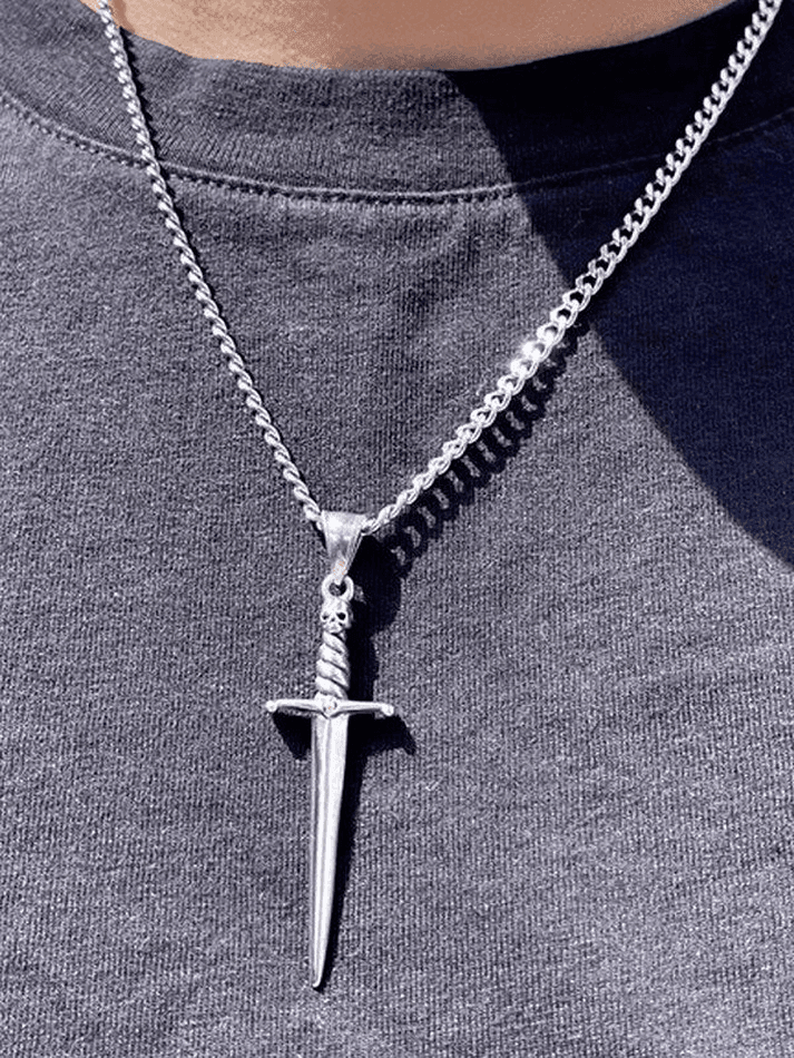 Punk Skeleton Dagger Pendant Necklace AnotherChill