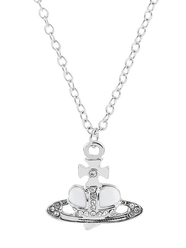 Rhinestone Cross Heart Pendant Necklace - AnotherChill