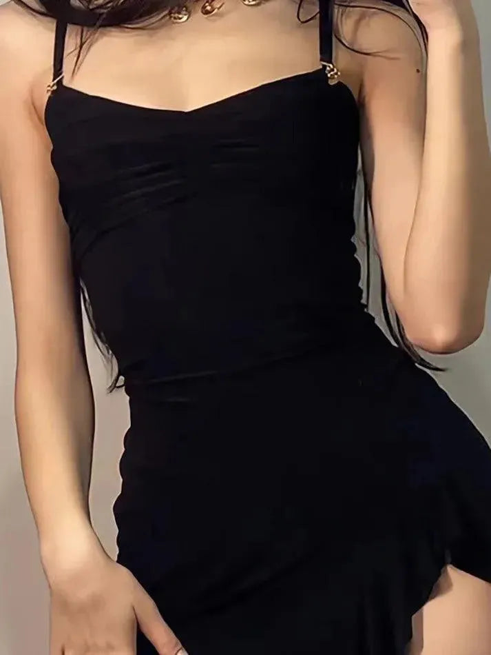 Ruffle Asymmetrical Ruched V-Neck Mini Dress - AnotherChill