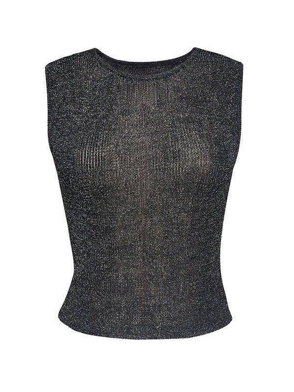 Semi Sheer Metallic Tank Top - AnotherChill