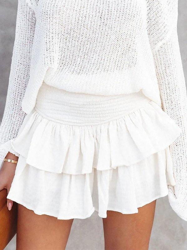 Smock Tiered Ruffle Mini Skirt - AnotherChill