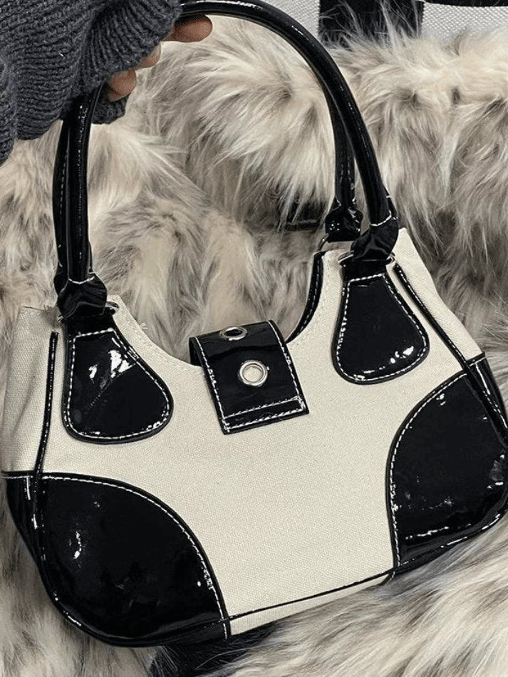 Star Chain Embellish Patchwork Buckled Shoulder Bag - AnotherChill