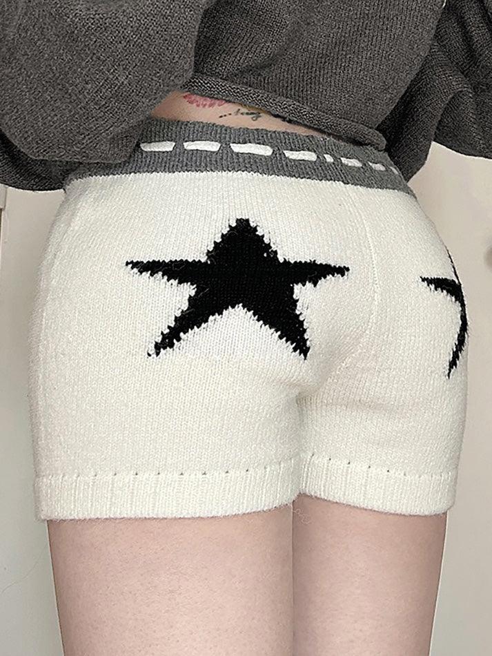 Star Print Contrast Low-Rise Tie Shorts - AnotherChill