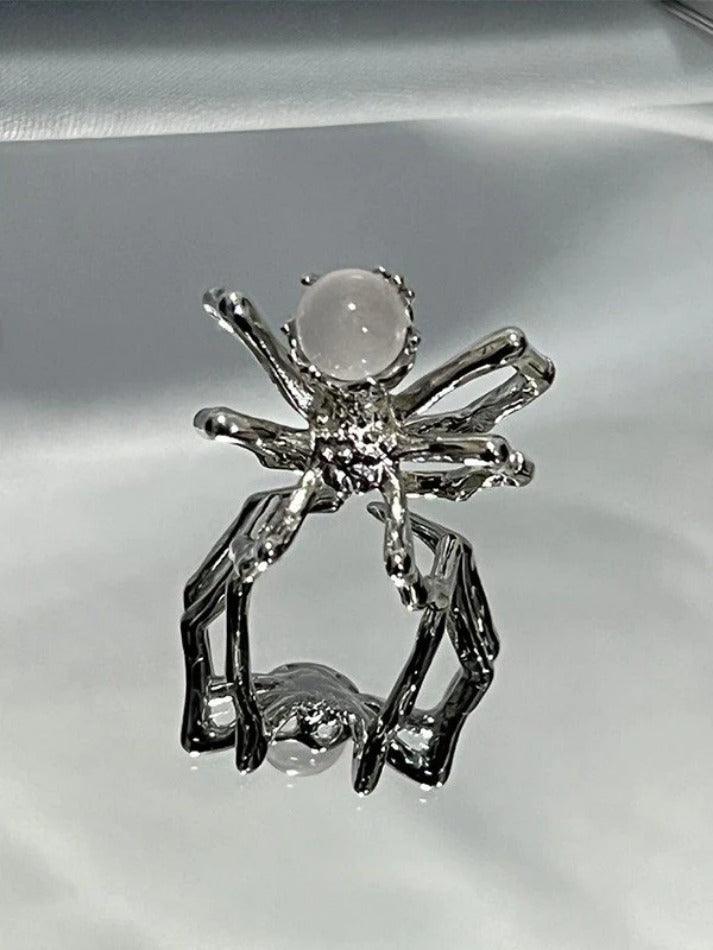 Stone Decor Spider Cuff Ring - AnotherChill