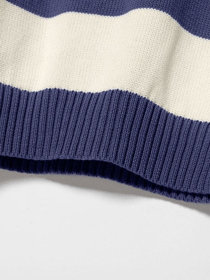 Striped Crew Neck Knit Sweater - AnotherChill