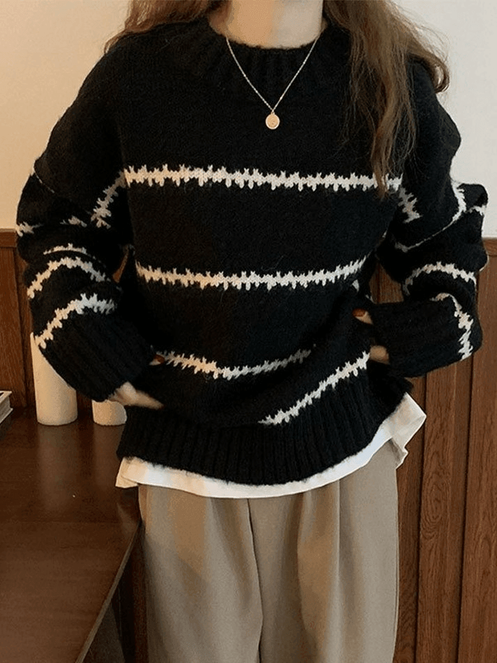 Striped Jumper Knit Sweater - AnotherChill