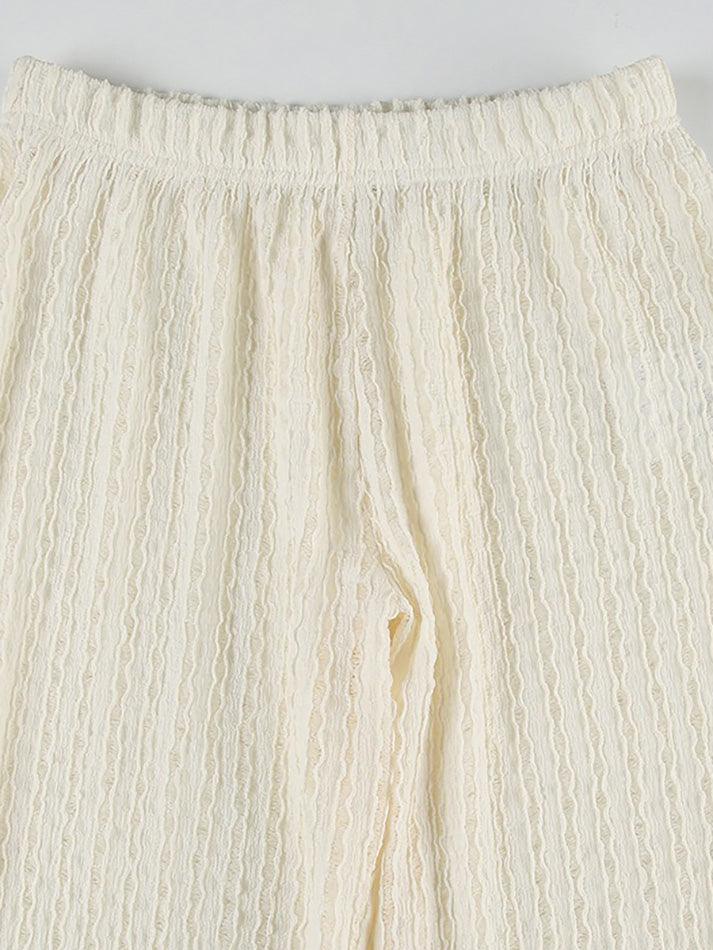 Textured Hollow-Out Loose Straight-Leg Pants - AnotherChill