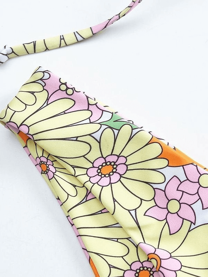 Tie Back Floral Print Bikini Set - AnotherChill