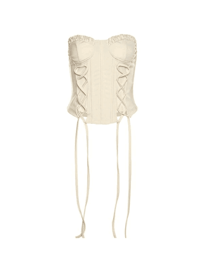 Tie Front Strapless Corset Top - AnotherChill