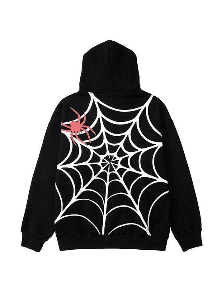 Unisex Loose Fit Spiderweb Graphic Hoodie - AnotherChill