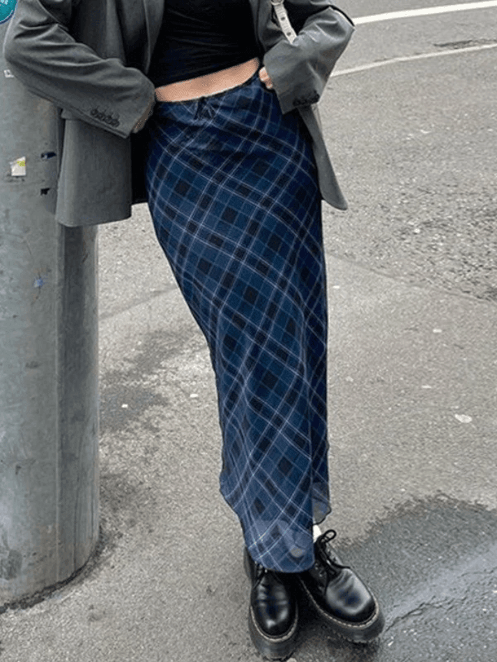 Vintage Checkered Maxi Skirt - AnotherChill