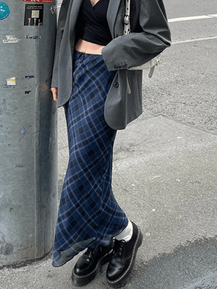 Vintage Checkered Maxi Skirt - AnotherChill