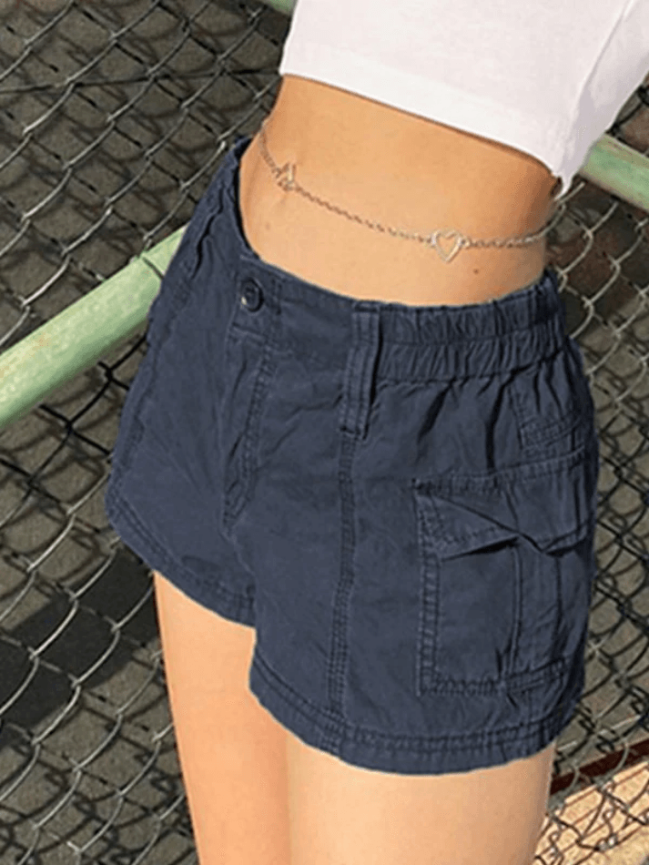 Vintage Low Rise Asymmetric Cargo Shorts - AnotherChill