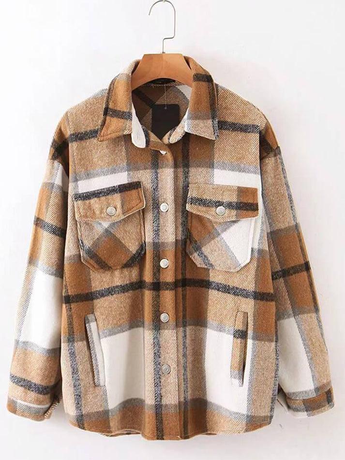 Vintage Pockets Oversized Plaid Shacket - AnotherChill