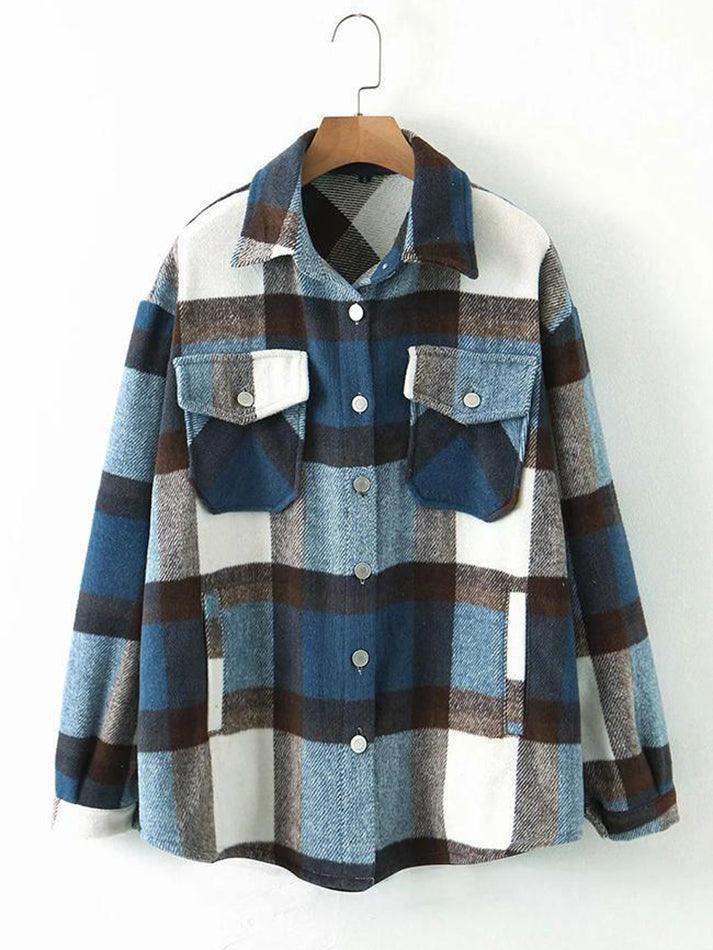 Vintage Pockets Oversized Plaid Shacket - AnotherChill