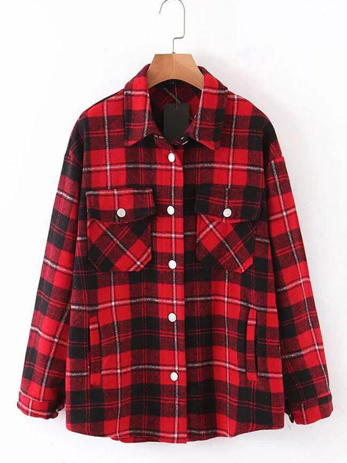 Vintage Pockets Oversized Plaid Shacket - AnotherChill