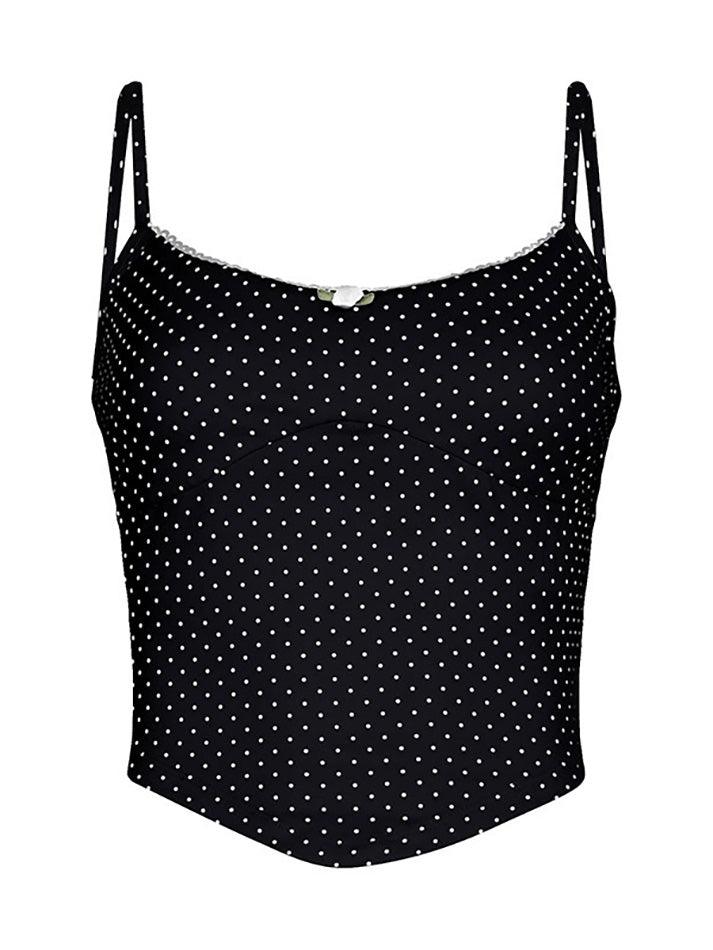 Vintage Polka Dot Floral Irregular Cami Top - AnotherChill