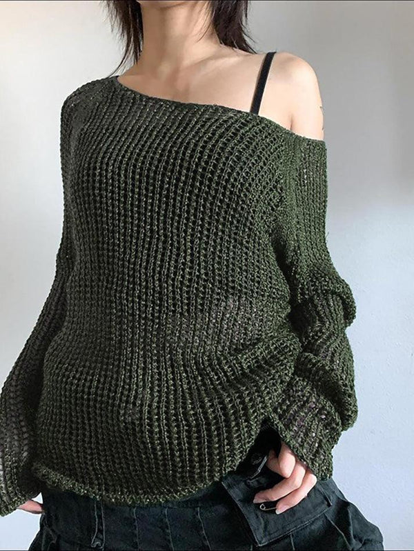 Vintage Solid Color Loose Sweater - AnotherChill