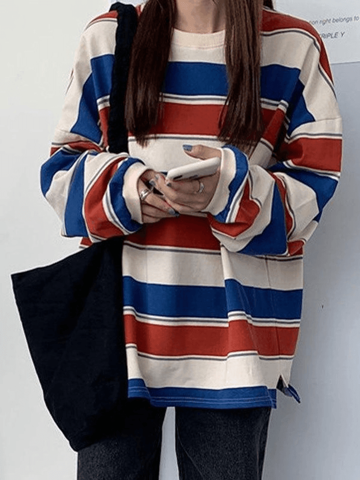 Vintage Striped Pullover Sweatshirt AnotherChill