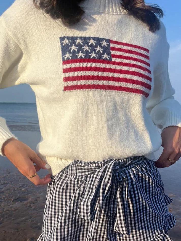 Retro Flag Jacquard Sweater - AnotherChill