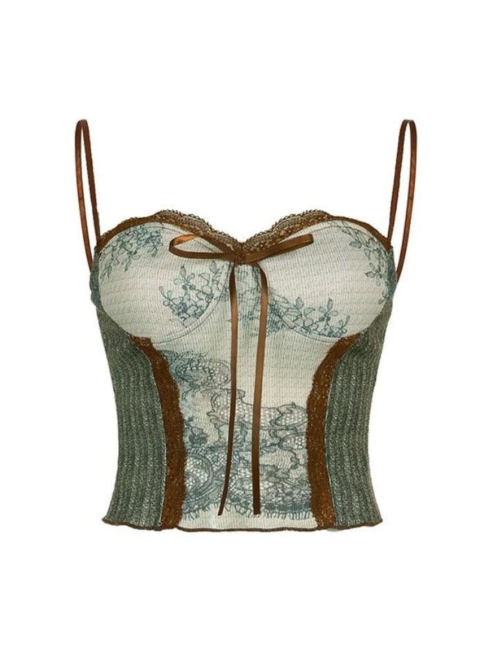 Lace Trim Knitted Corset Top - AnotherChill