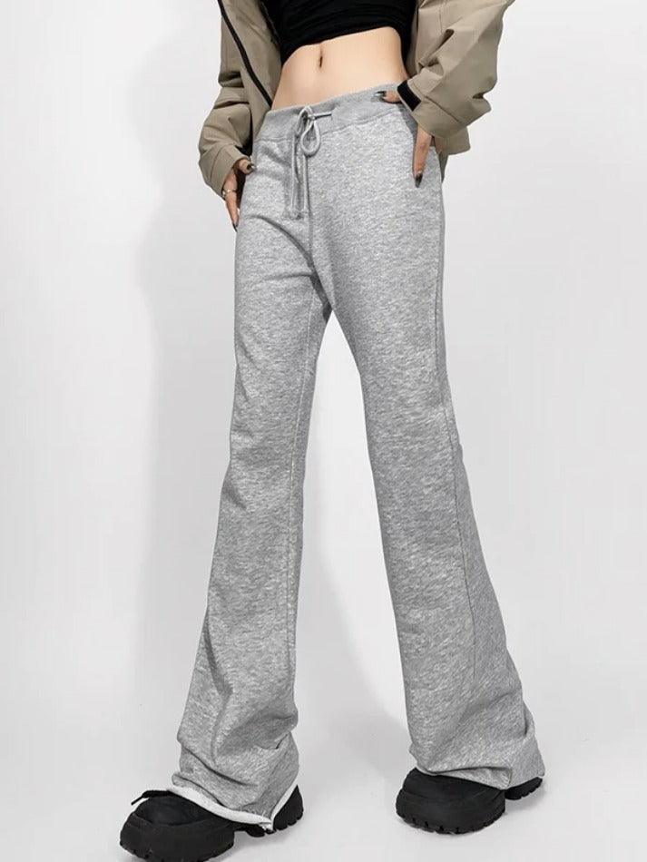 Solid Drawstring Raw Trim Sweatpants - AnotherChill