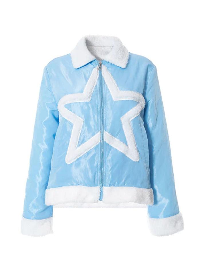 Plush Star Trim Design Jacket - AnotherChill