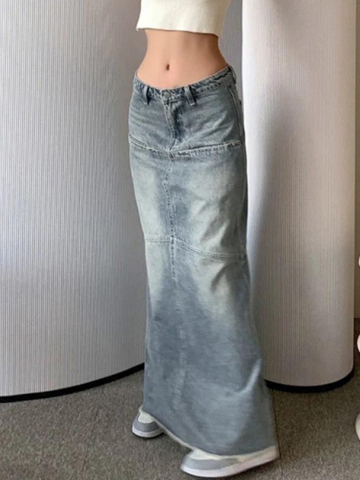 Vintage Denim Mermaid Maxi Skirt - AnotherChill