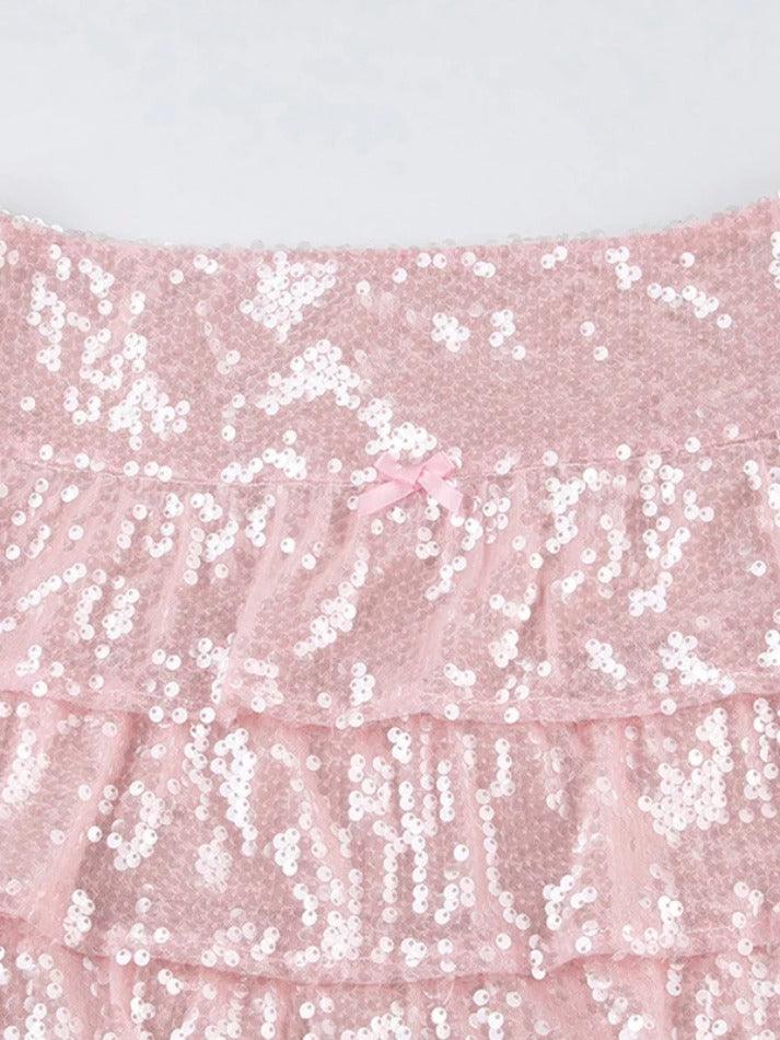 Sequin Tiered Mini Skirt - AnotherChill