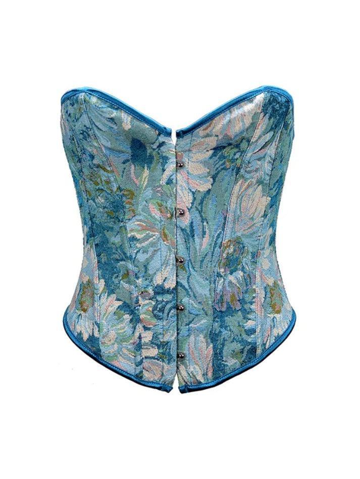 Oil Painting Print Tie Back Corset Top - AnotherChill