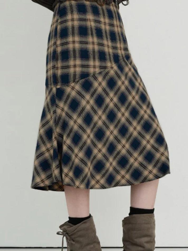 Contrast Color Plaid Splice High Rise Mini Skirt - AnotherChill