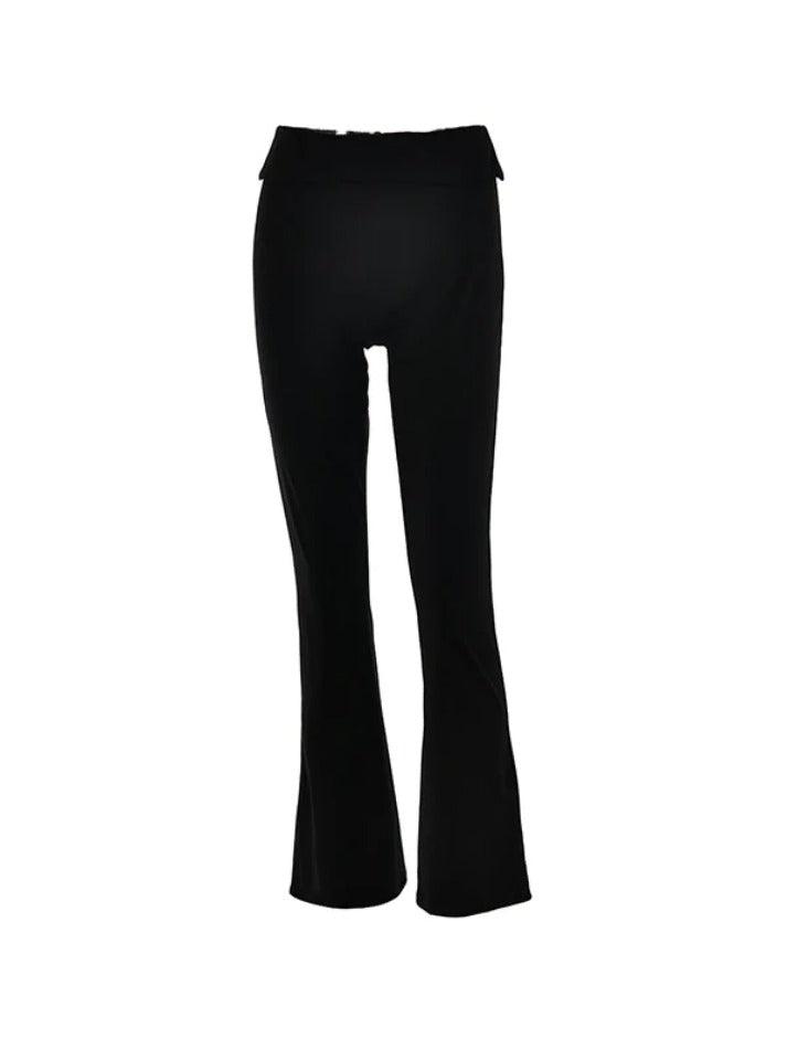 Solid High Rise Flare Leg Pants - AnotherChill