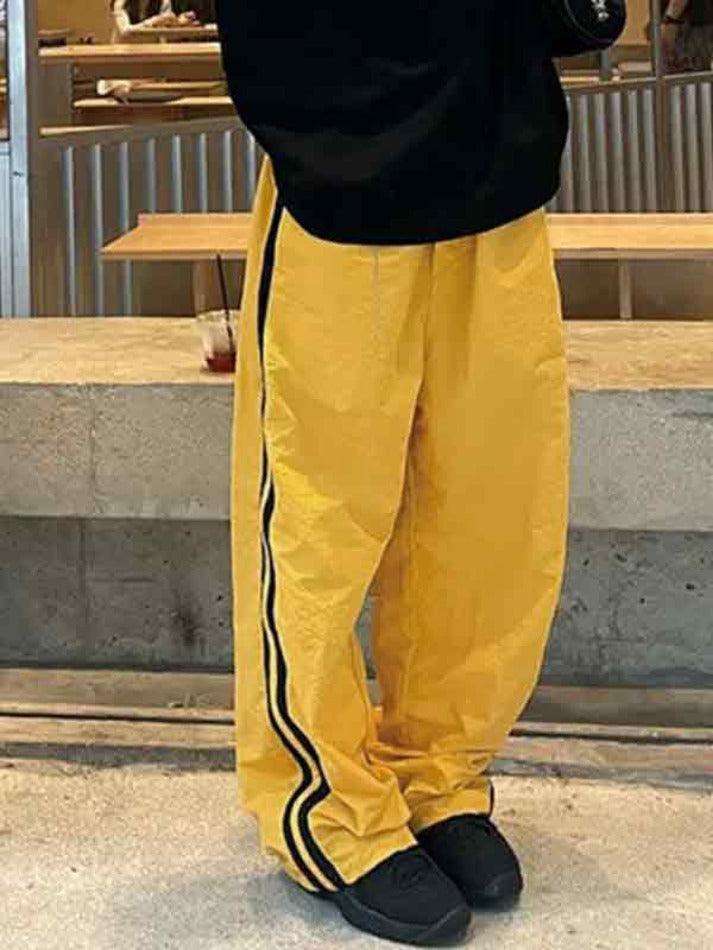 Contrast Color Stripe Wide Leg Pants - AnotherChill