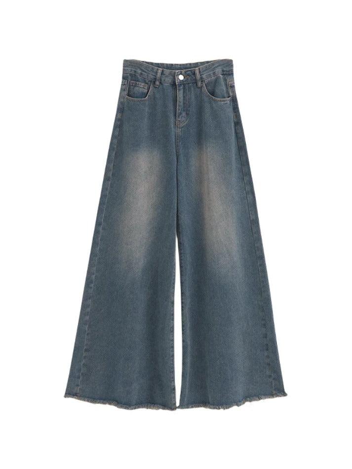 Vintage Frayed Wide Leg Boyfriend Jeans - AnotherChill