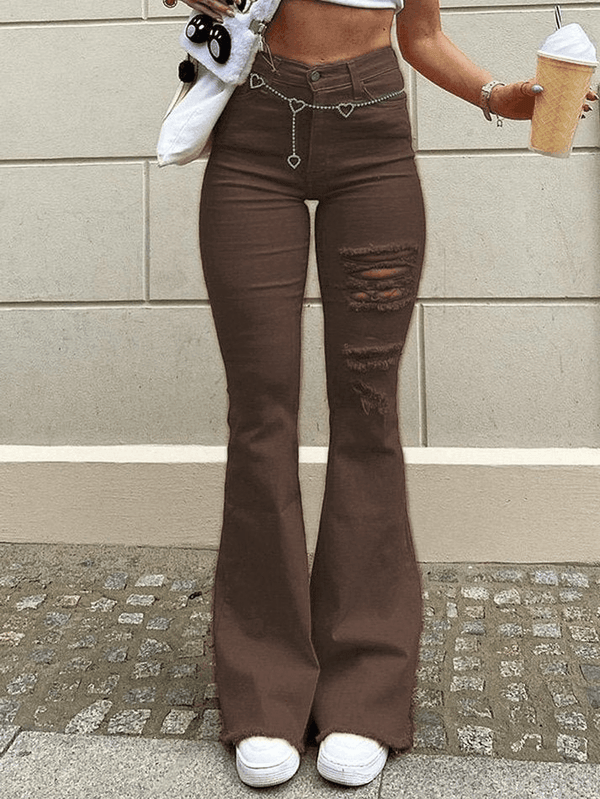 Distressed Stretch Flare Jeans - AnotherChill