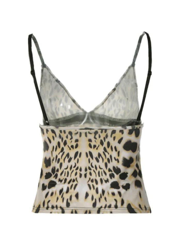 Leopard Print V Neck Cami Top - AnotherChill