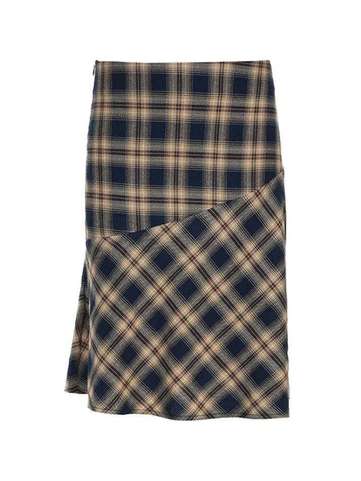 Contrast Color Plaid Splice High Rise Mini Skirt - AnotherChill