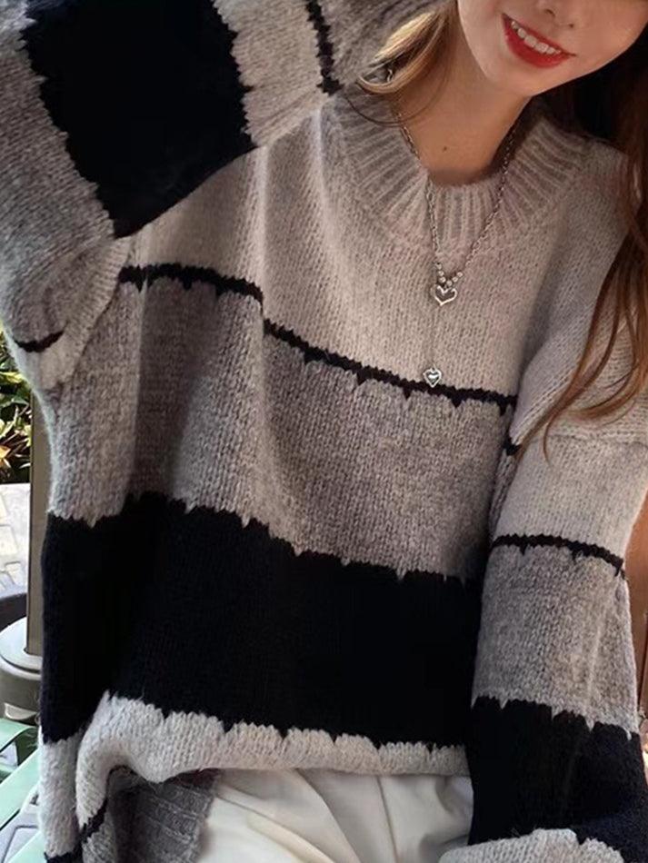 Color Block Striped Sweater - AnotherChill