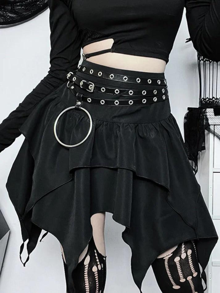 Layered Irregular Hem Mini Skirt - AnotherChill