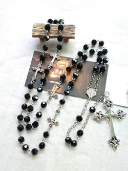 Gothic Cross Beads Long Necklace - AnotherChill